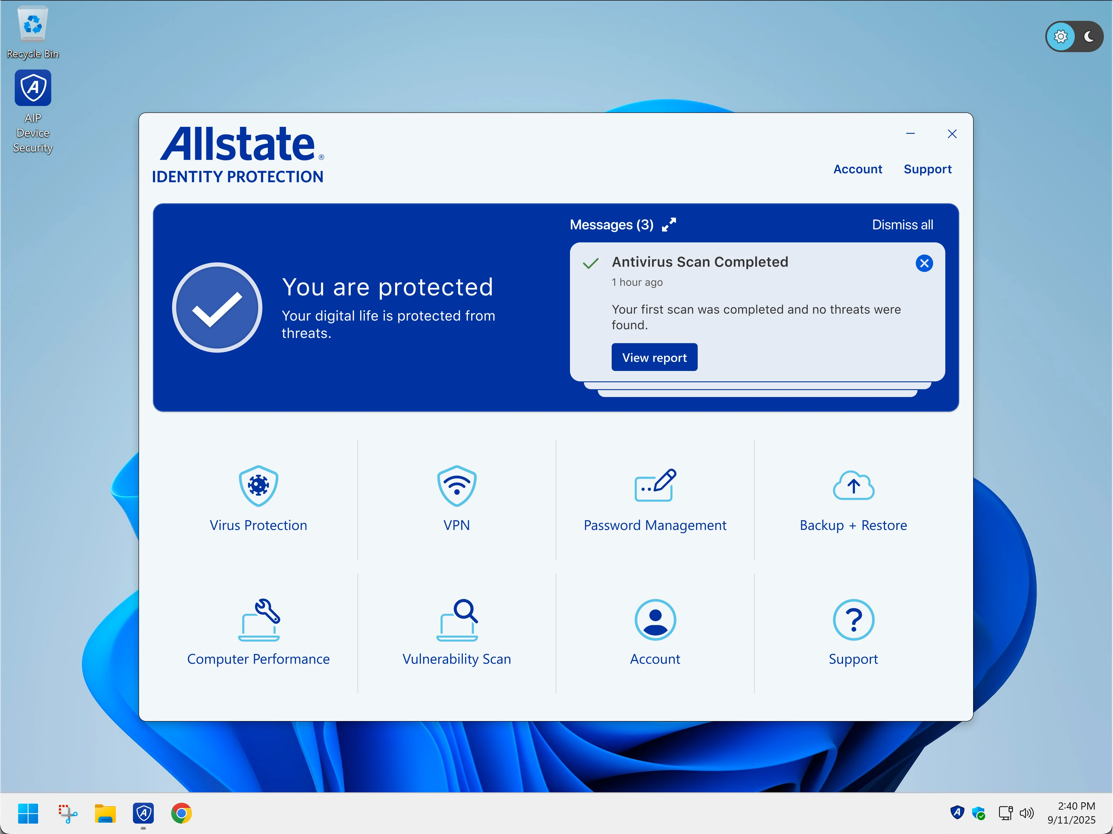Allstate home screen
