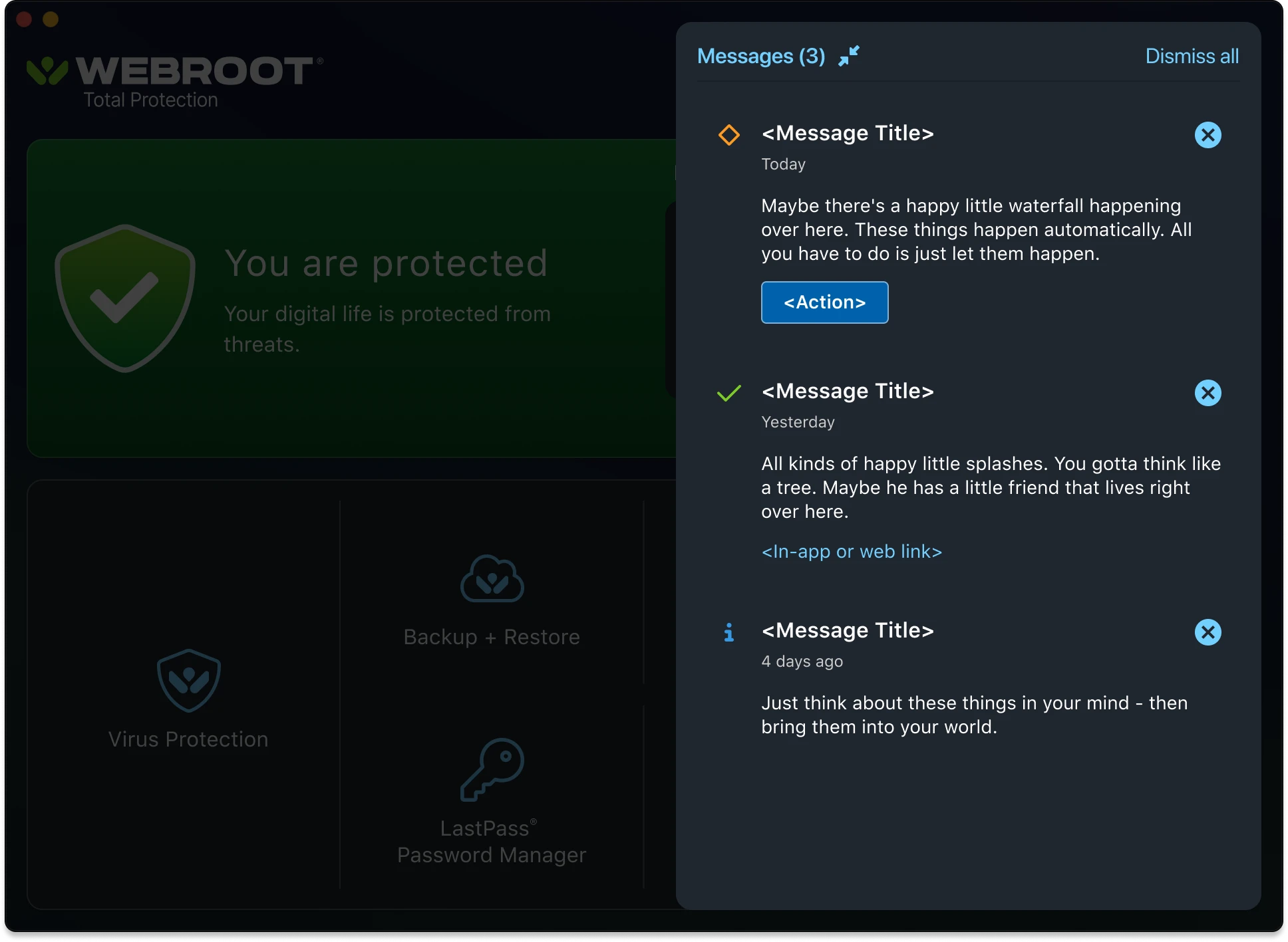 Messages notification center