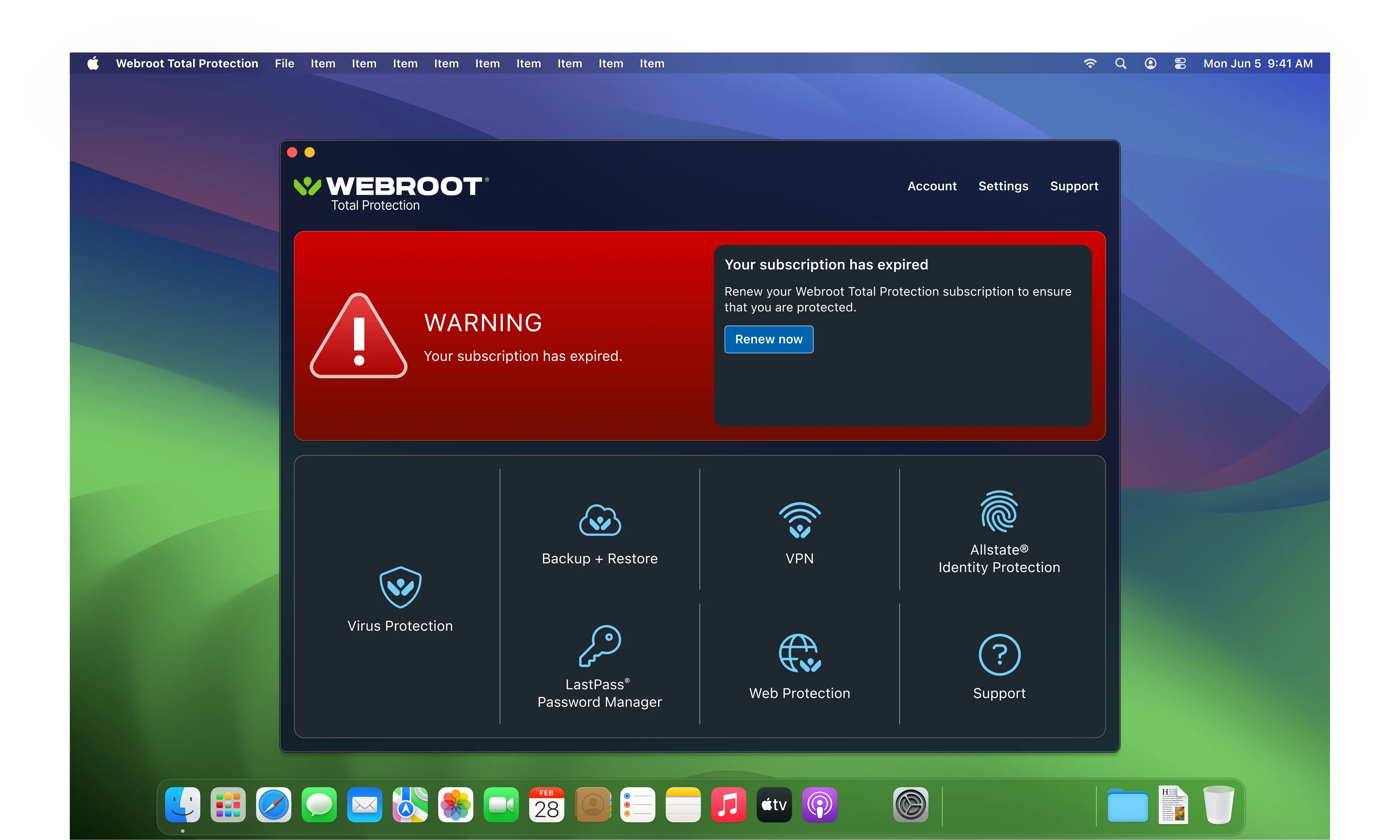 macOS dark mode alert state