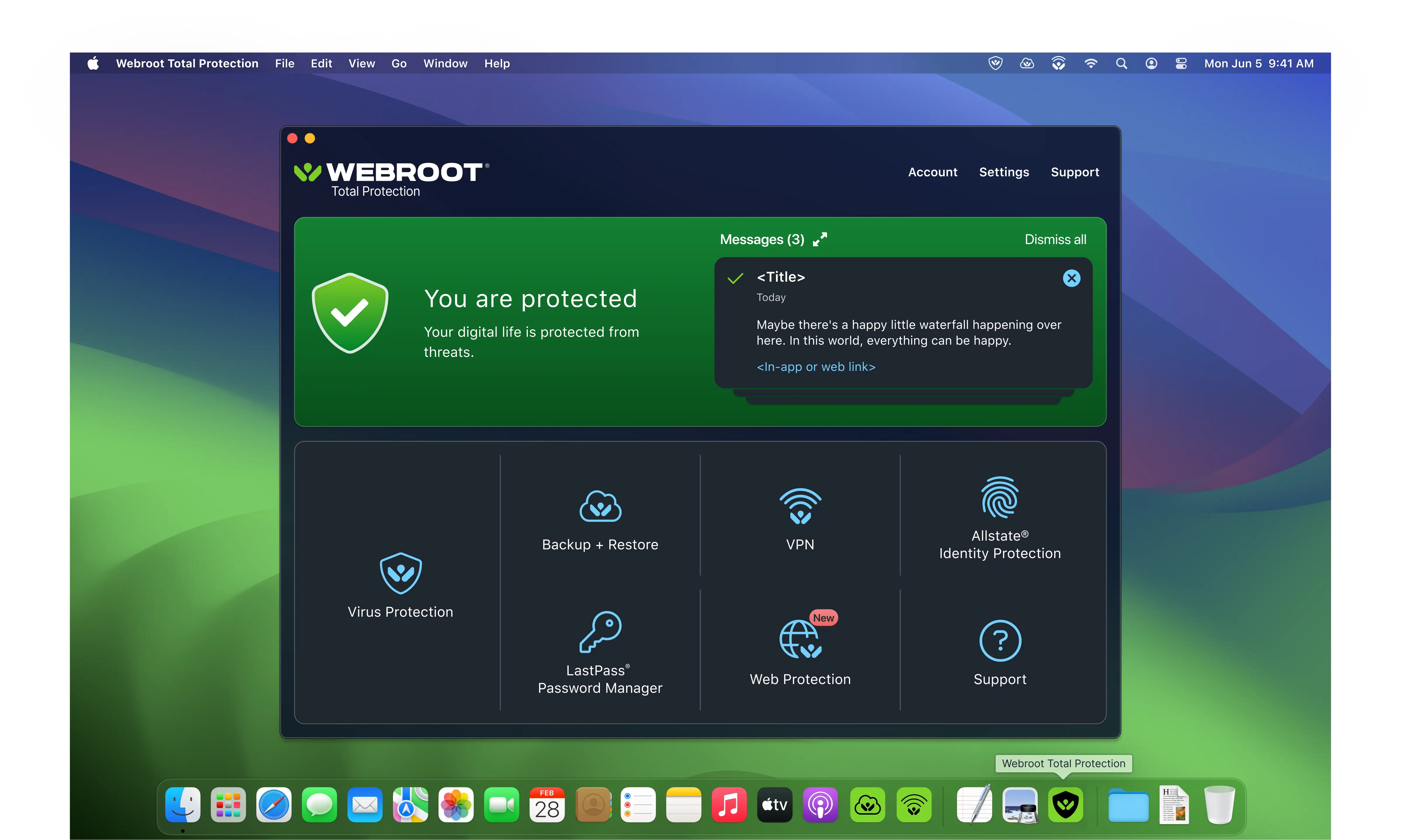 macOS dark mode protected home dashboard